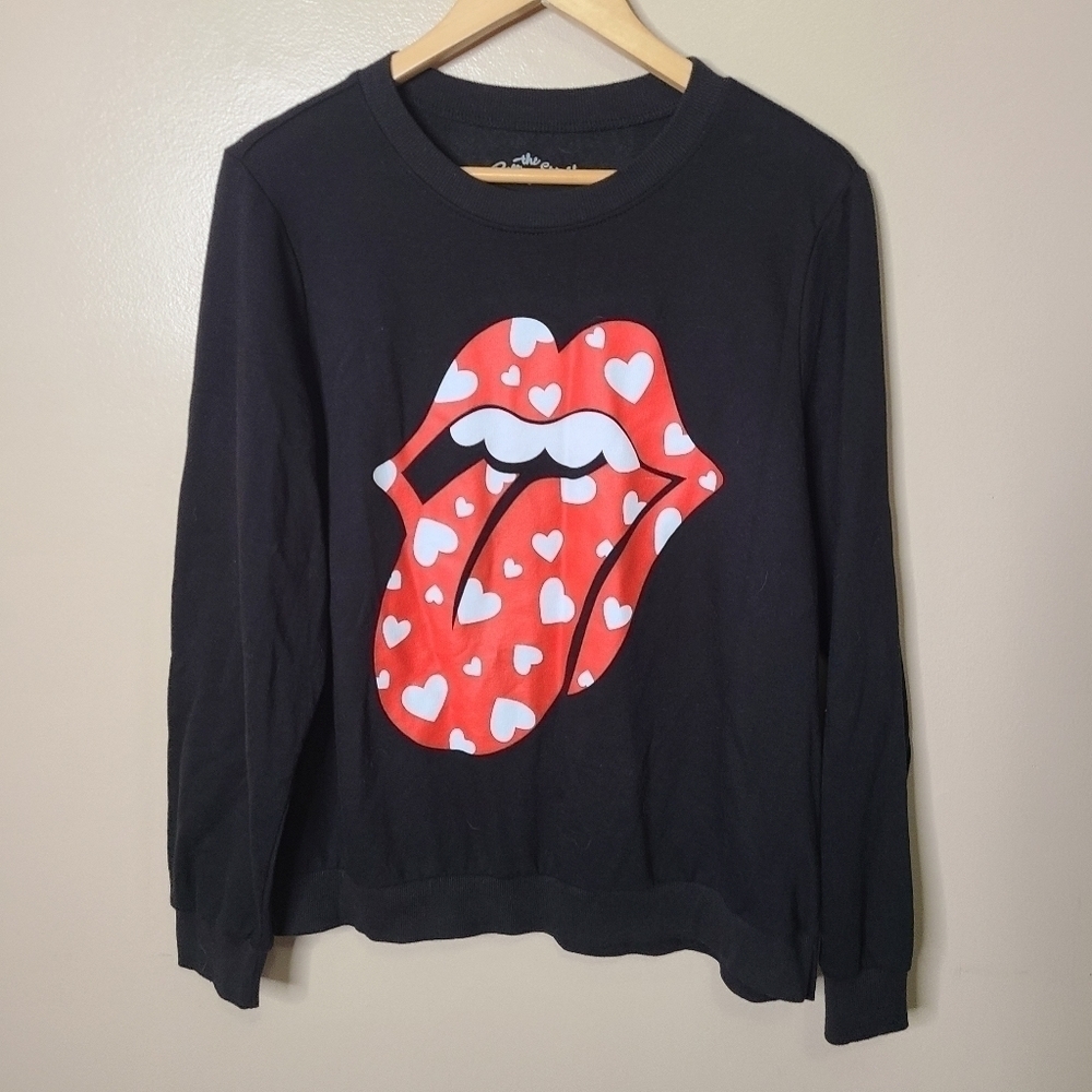 The Rolling Stones Black Crew Neck Heart Sweatshirt